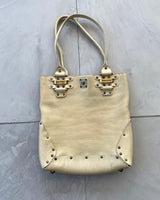 DIESEL 2000'S LEATHER STUDDED TOTE BAG