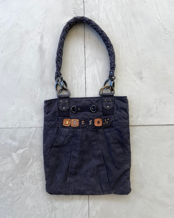 DIESEL 2000'S BLACK CANVAS TOTE BAG