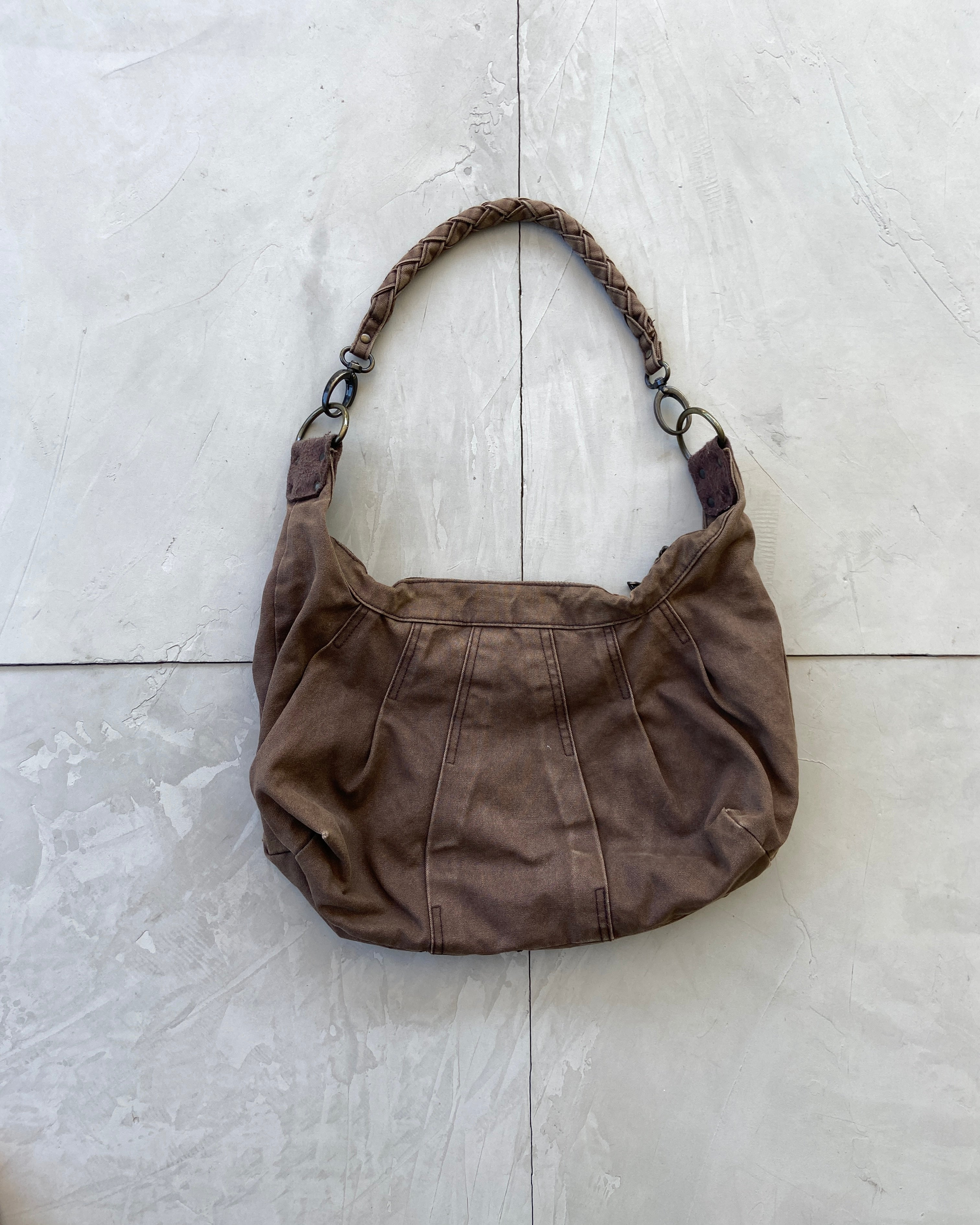 DIESEL 2000'S BROWN CANVAS SHOULDER BAG