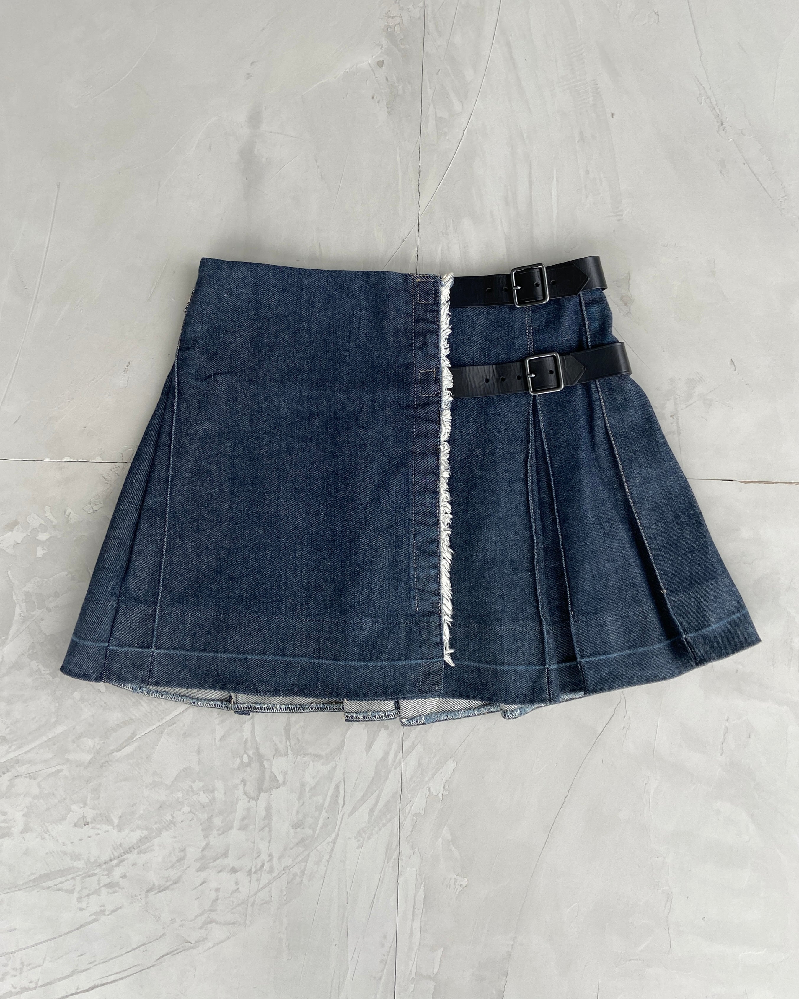 BURBERRY PLEATED BELT WRAP SKIRT - S/M