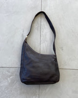 PRADA ASYMMETRIC BROWN LEATHER SHOULDER BAG