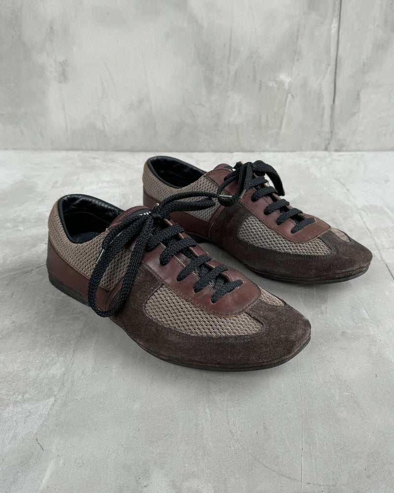 MIU MIU 2000'S BROWN SUEDE & MESH TRAINERS - UK 6.5