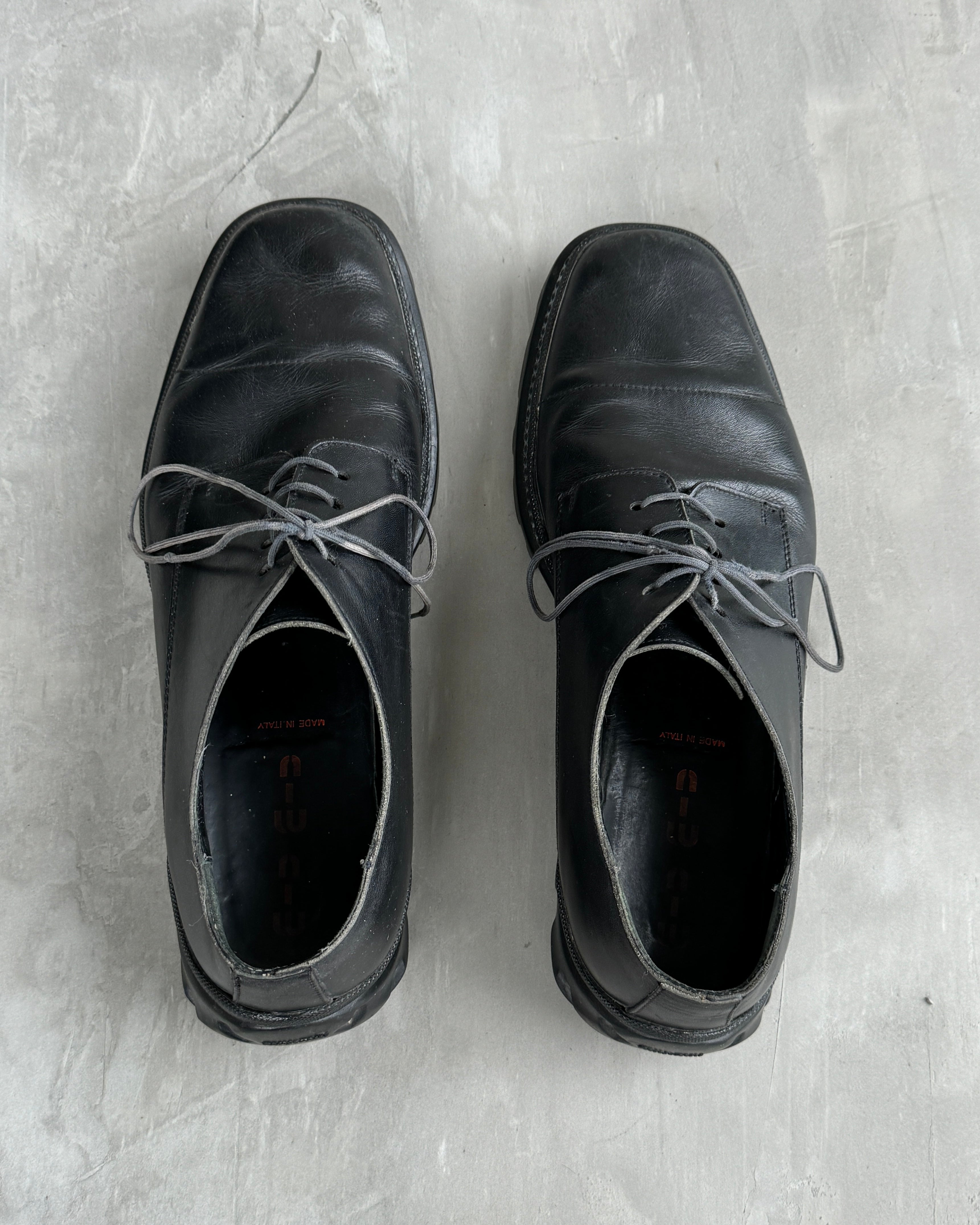 MIU MIU 90'S BUBBLE SOLE LEATHER DERBY'S - UK 11 / EU 46