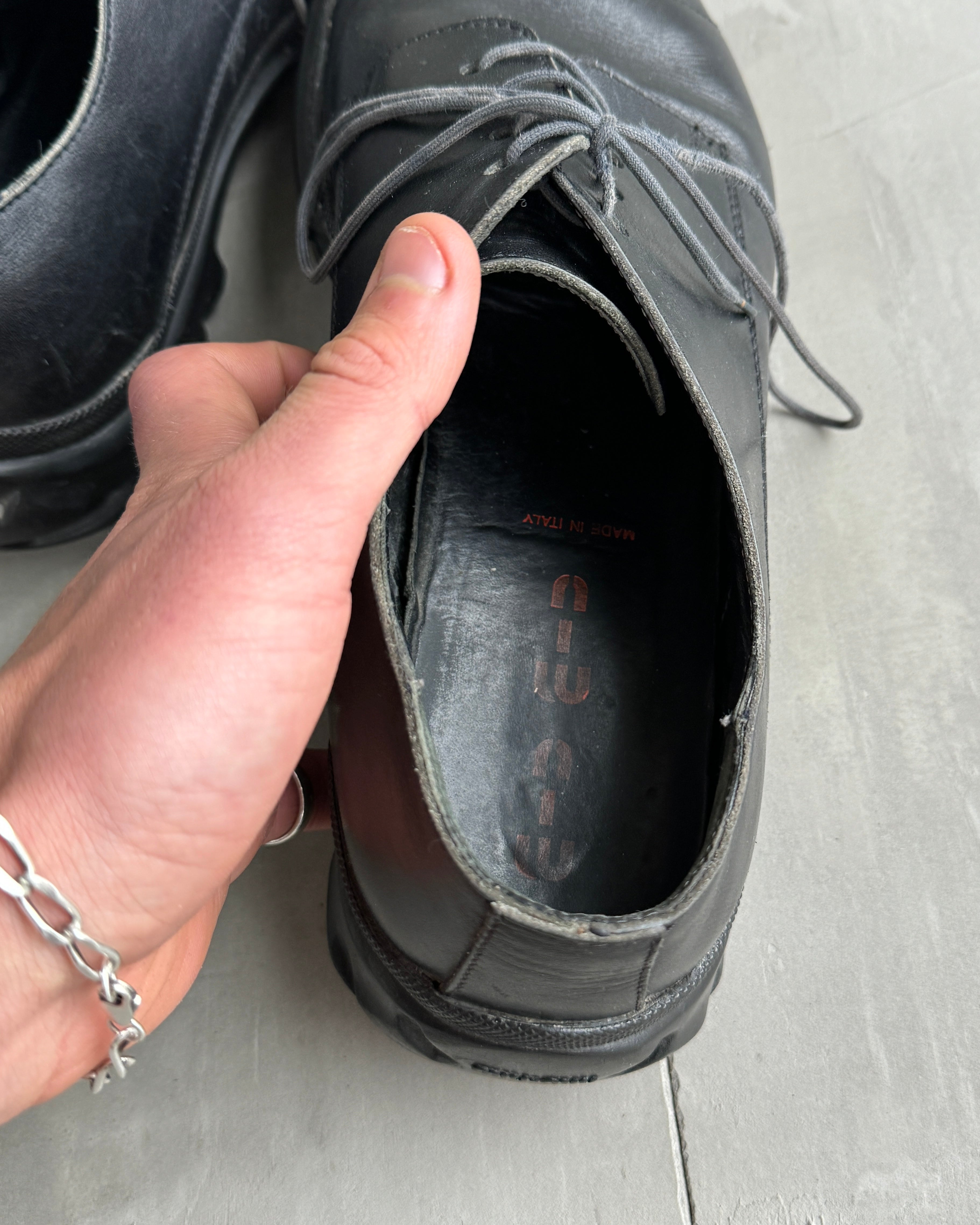 MIU MIU 90'S BUBBLE SOLE LEATHER DERBY'S - UK 11 / EU 46