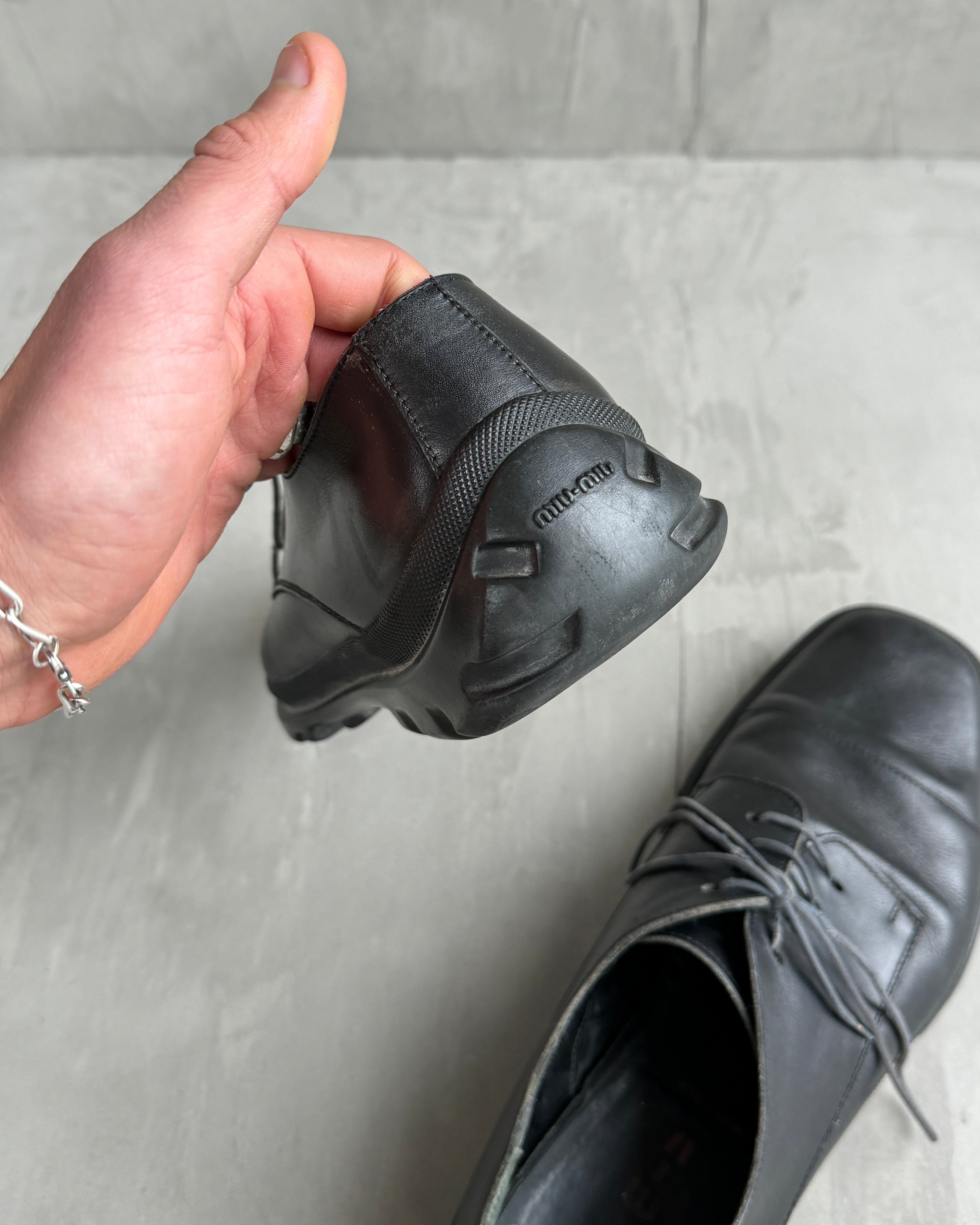 MIU MIU 90'S BUBBLE SOLE LEATHER DERBY'S - UK 11 / EU 46