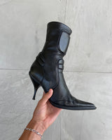 MIU MIU AW1998 LEATHER MOTO HEELED BOOTS - EU 38 / UK 5