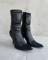 MIU MIU AW1998 LEATHER MOTO HEELED BOOTS - EU 38 / UK 5