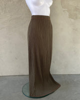 ISSEY MIYAKE KHAKI PLEATED MAXI SKIRT - S