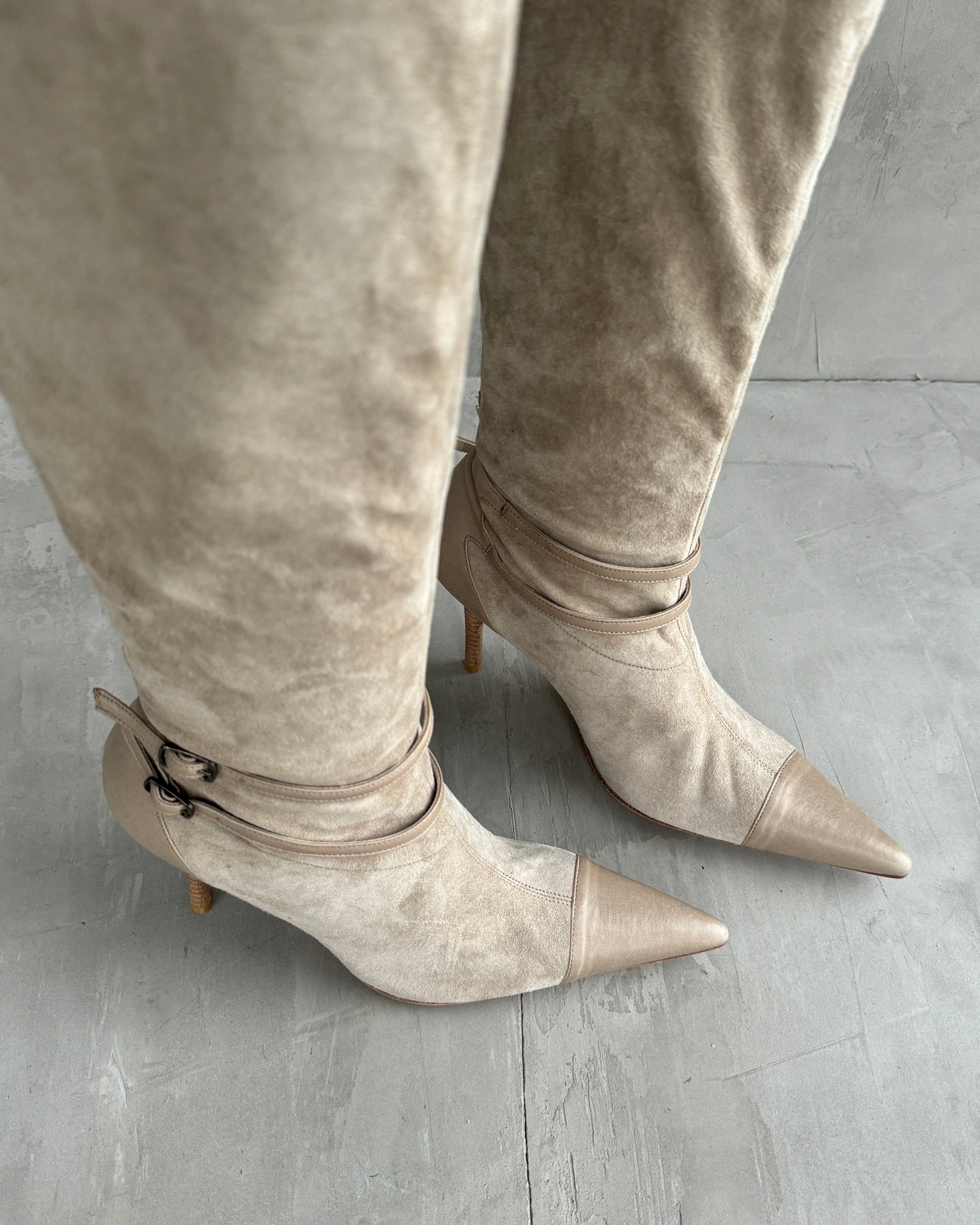 PLEIN SUD FAYCAL AMOR SUEDE LEATHER KNEE HIGH BOOTS - EU 36.5 / UK 3.5