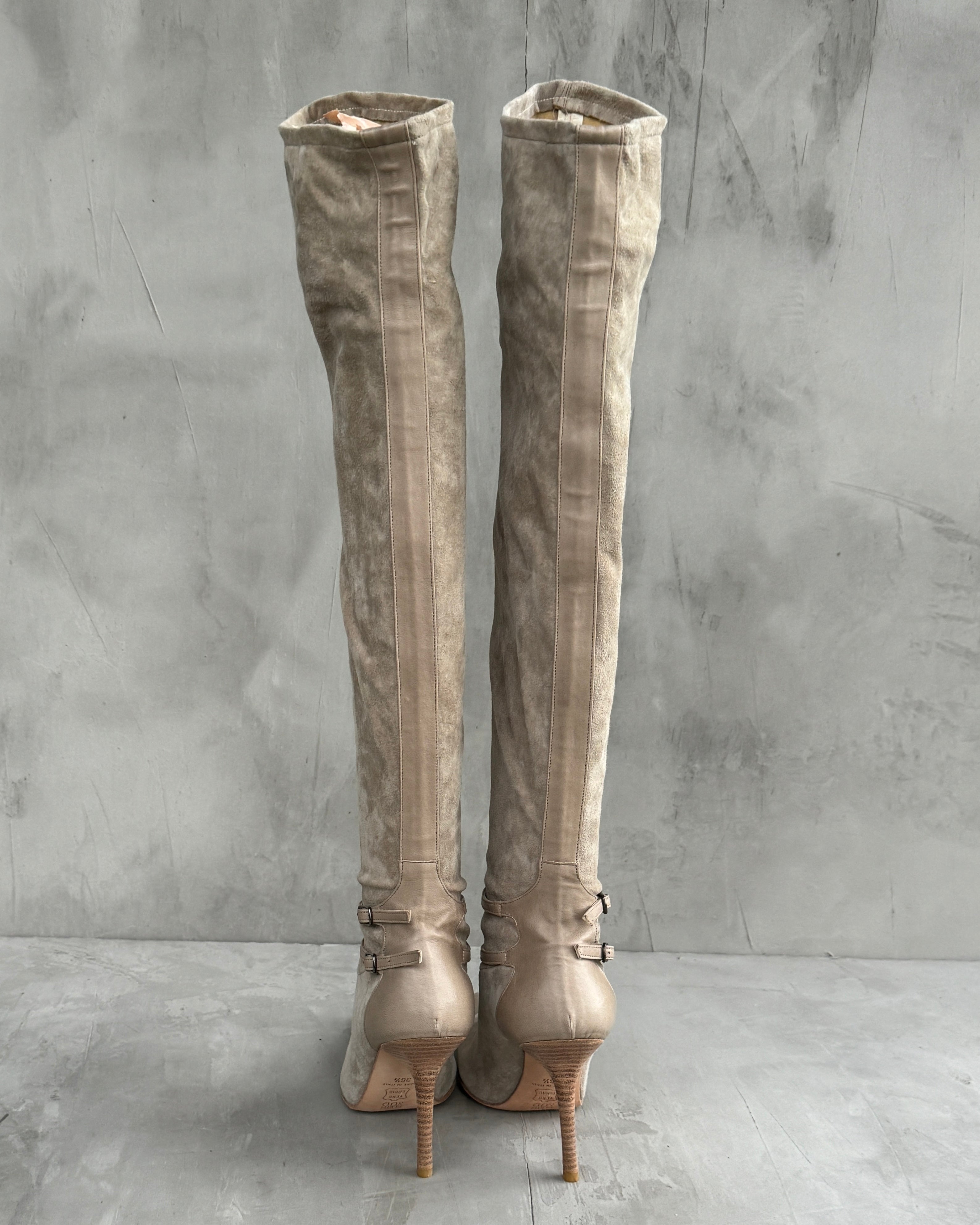 PLEIN SUD FAYCAL AMOR SUEDE LEATHER KNEE HIGH BOOTS - EU 36.5 / UK 3.5