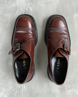 PRADA 90'S MONK STRAP LEATHER DERBY'S - UK 6.5