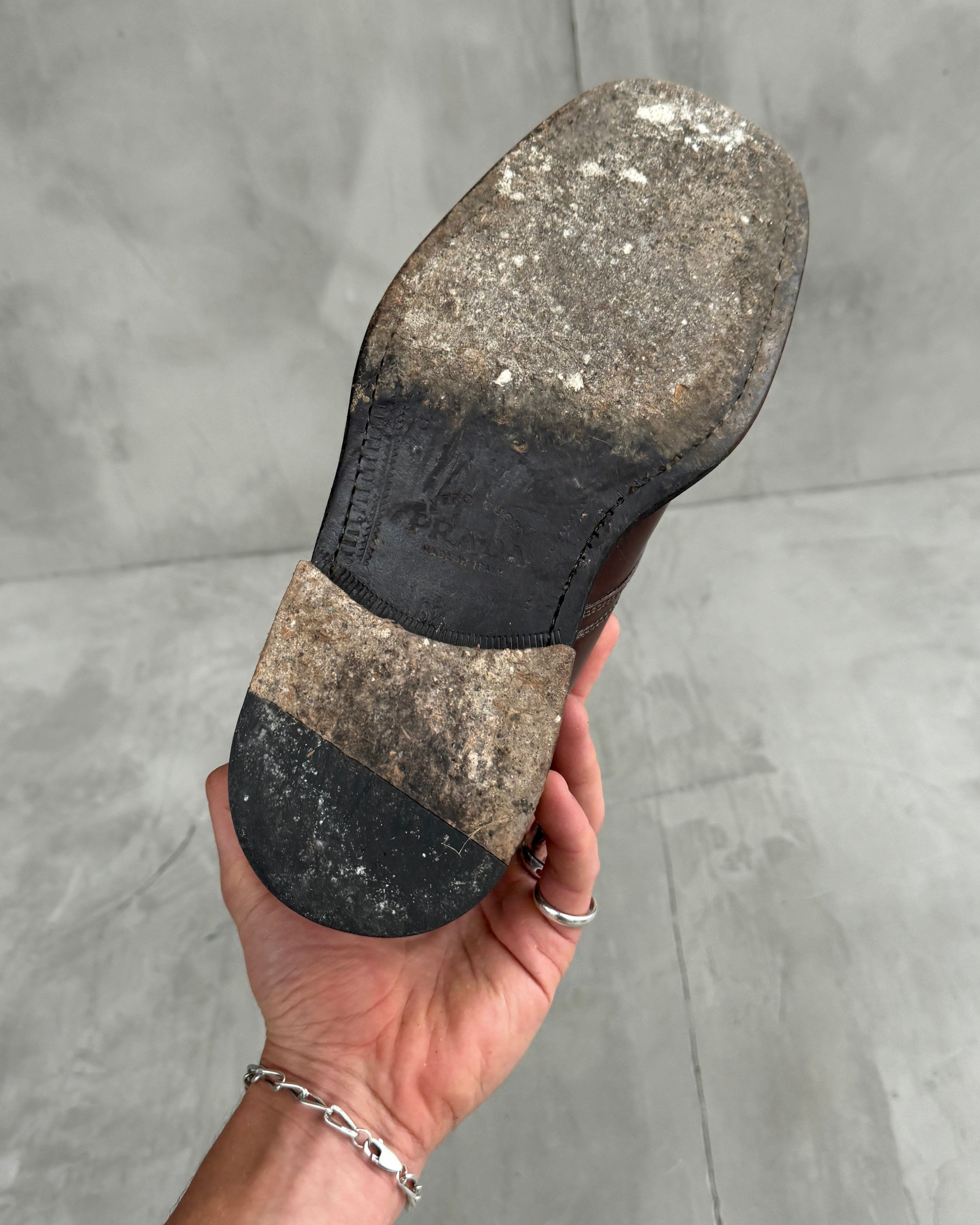 PRADA 90'S MONK STRAP LEATHER DERBY'S - UK 6.5