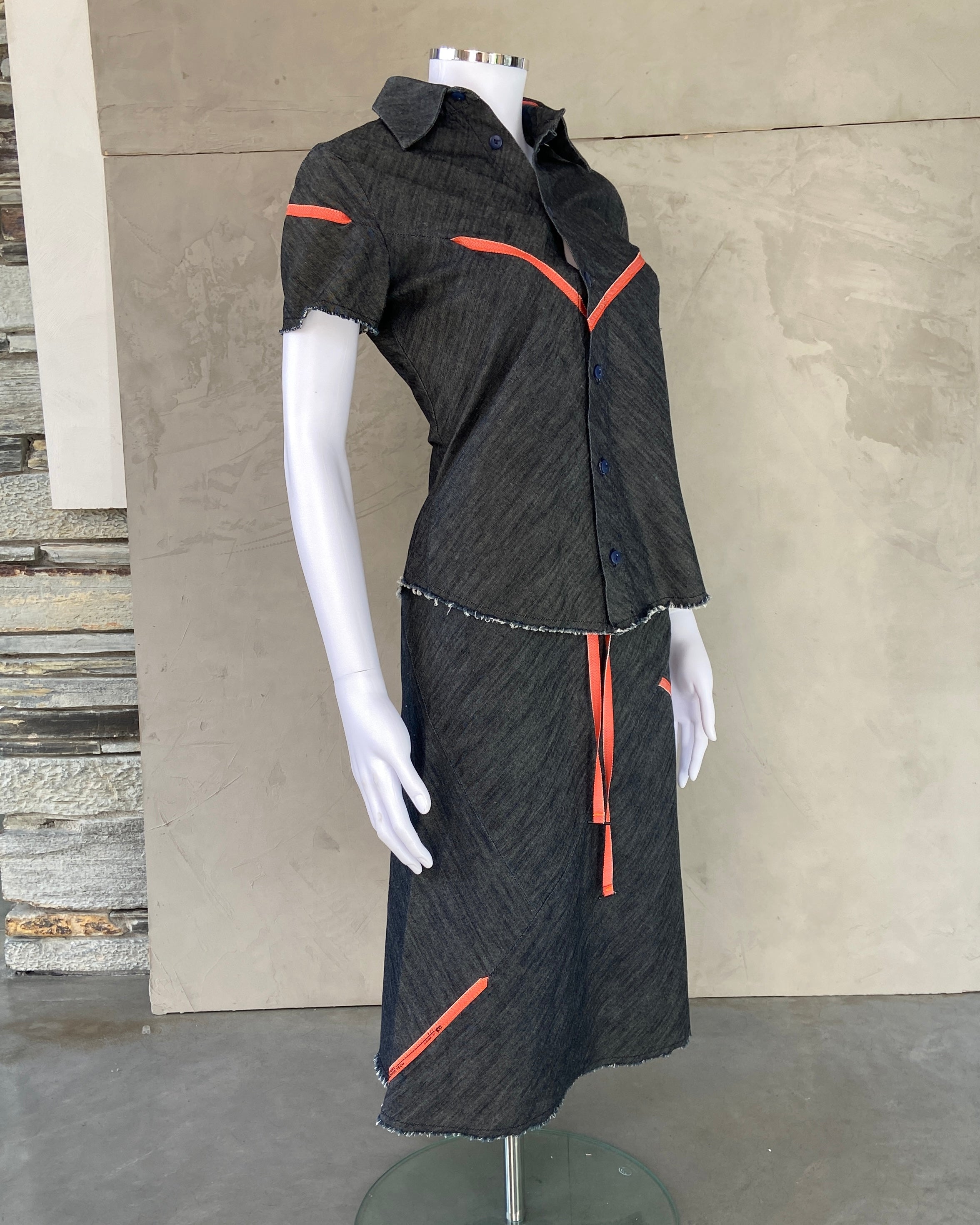 DIESEL DENIM 2-PIECE SKIRT & SHIRT SET - S/M