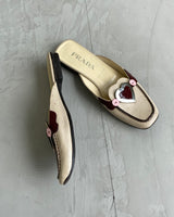 PRADA LEATHER CHROME HEART FLATS SHOES - EU 38