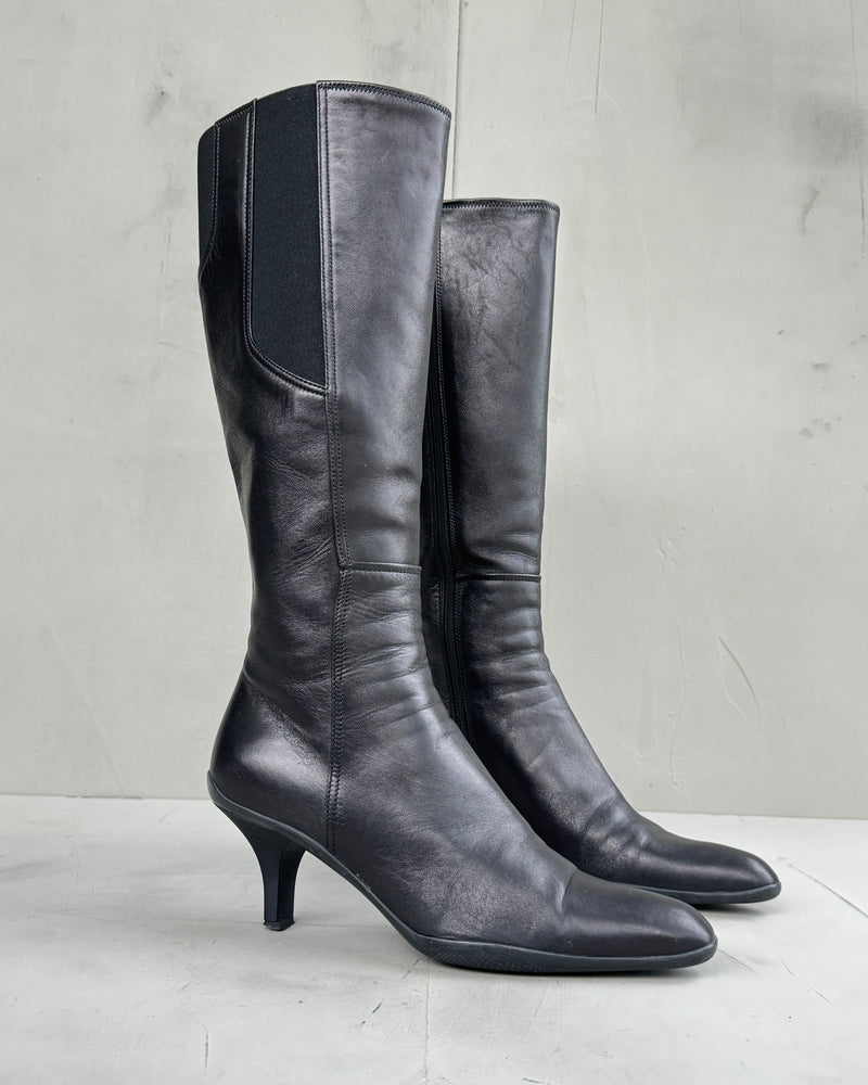 PRADA KITTEN HEEL SPORT LEATHER BOOTS EU 37 – BAD MOUTH*