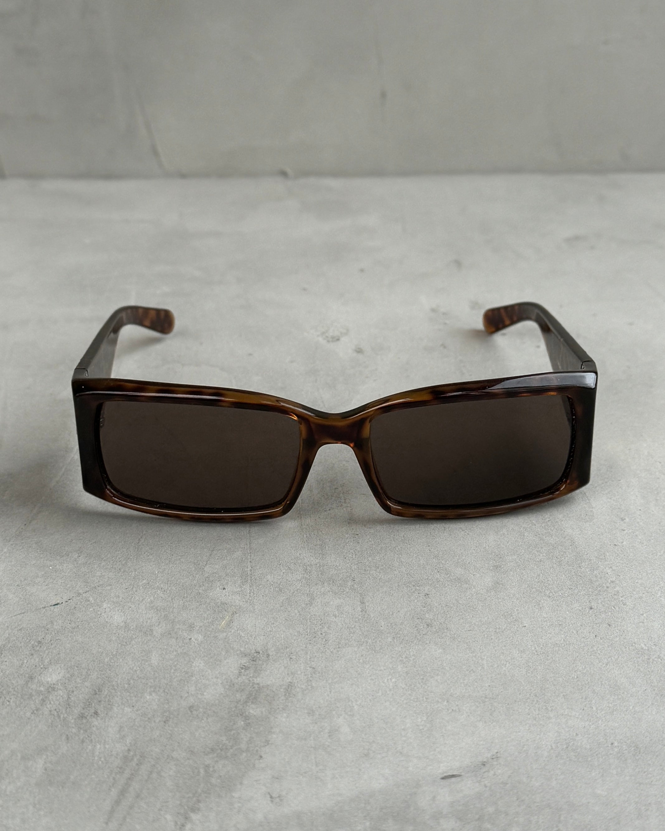 MIU MIU 2000'S BROWN CHROME FLOWER SUNGLASSES