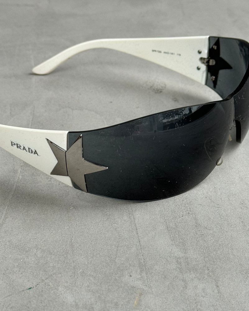 PRADA WRAP AROUND WHITE STAR SUNGLASSES