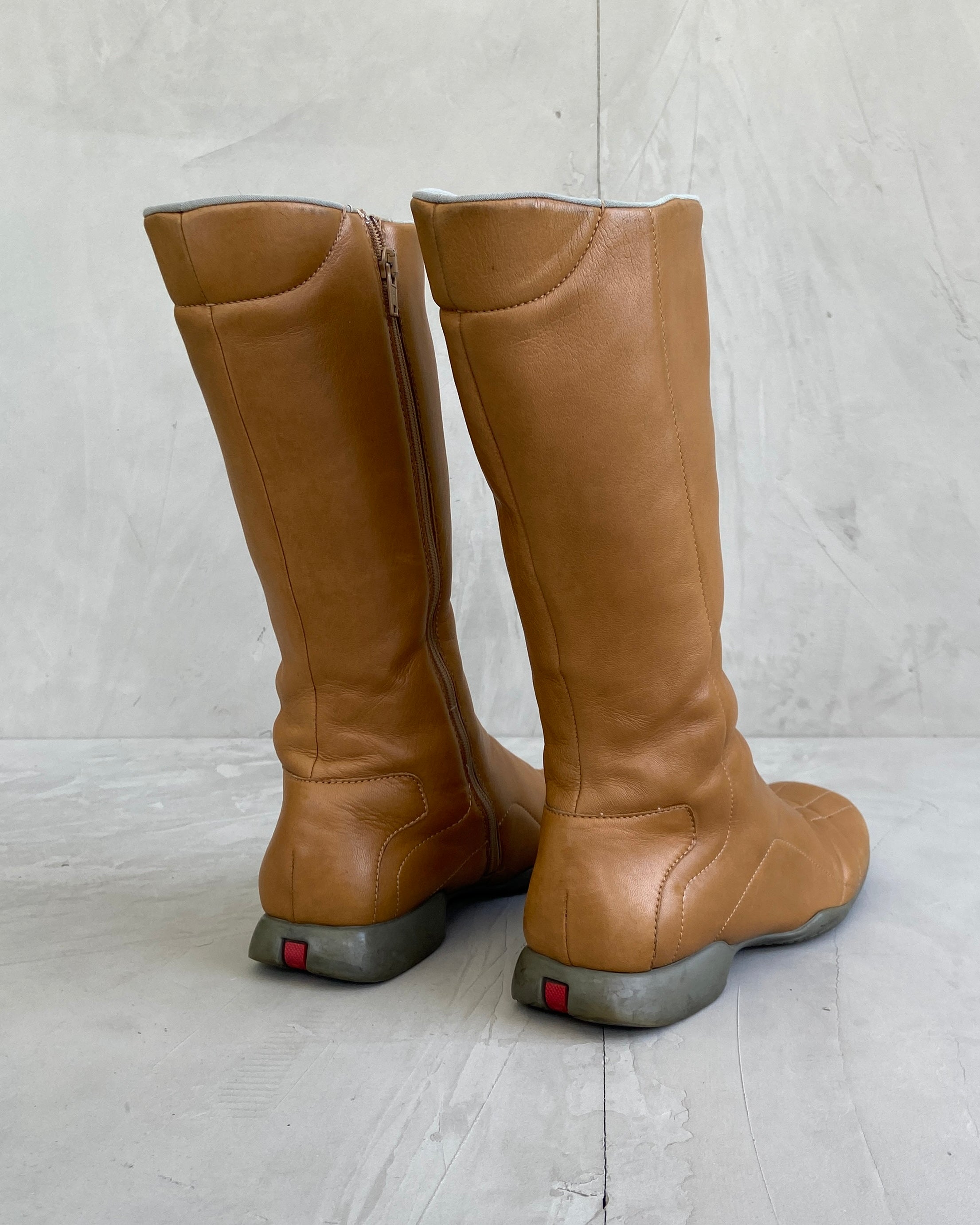 PRADA SPORT 90'S SQUARE TOE LEATHER BOOTS - EU 39 / UK 6