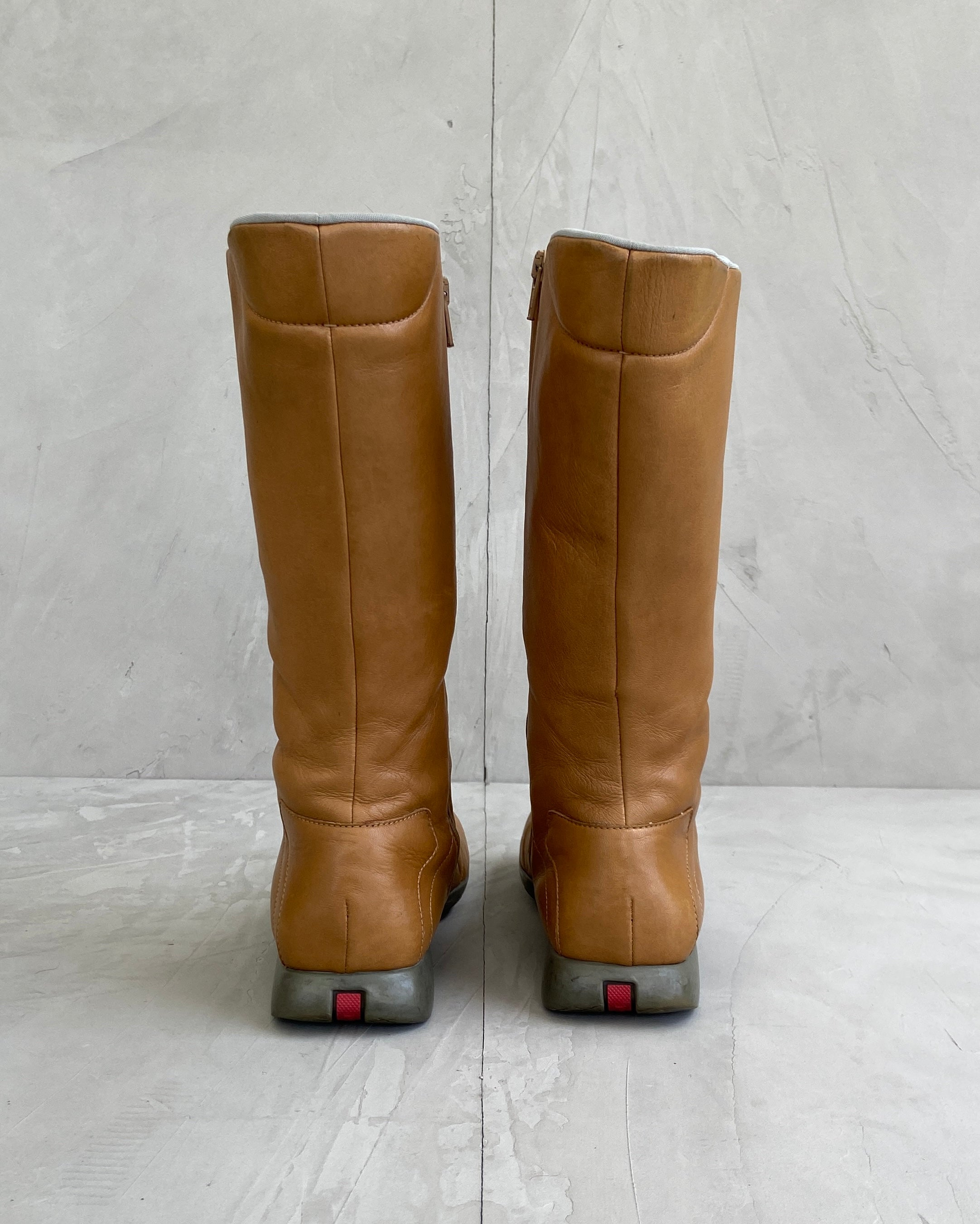 PRADA SPORT 90'S SQUARE TOE LEATHER BOOTS - EU 39 / UK 6