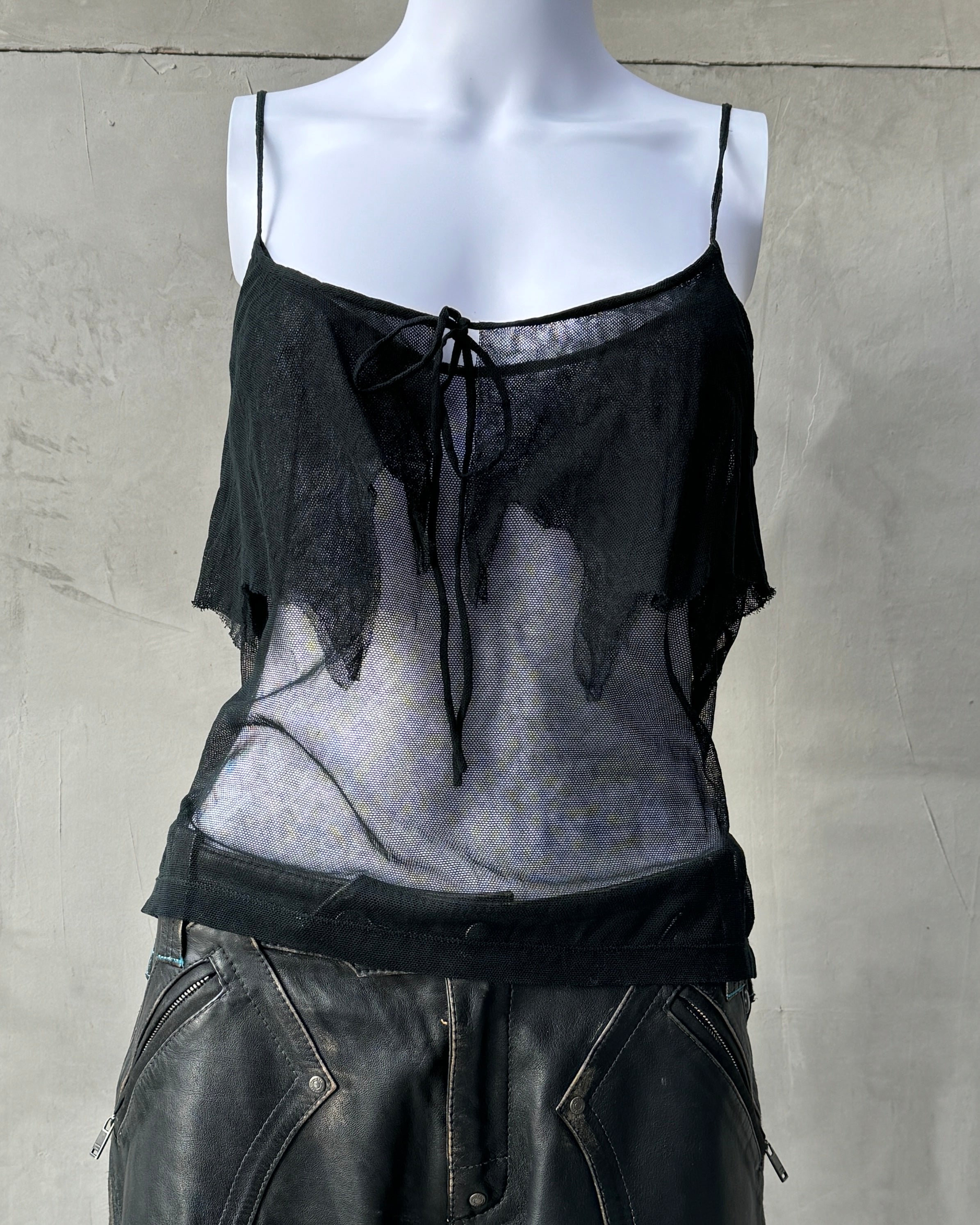 PLEIN SUD FAYCAL AMOR BLACK MESH VEST TOP - S/M