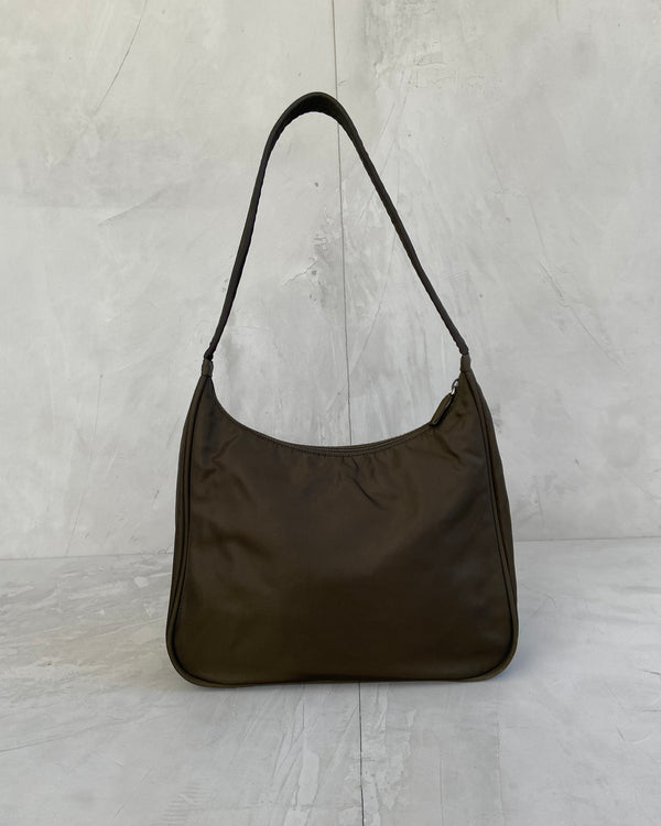 PRADA NYLON KHAKI SHOULDER BAG