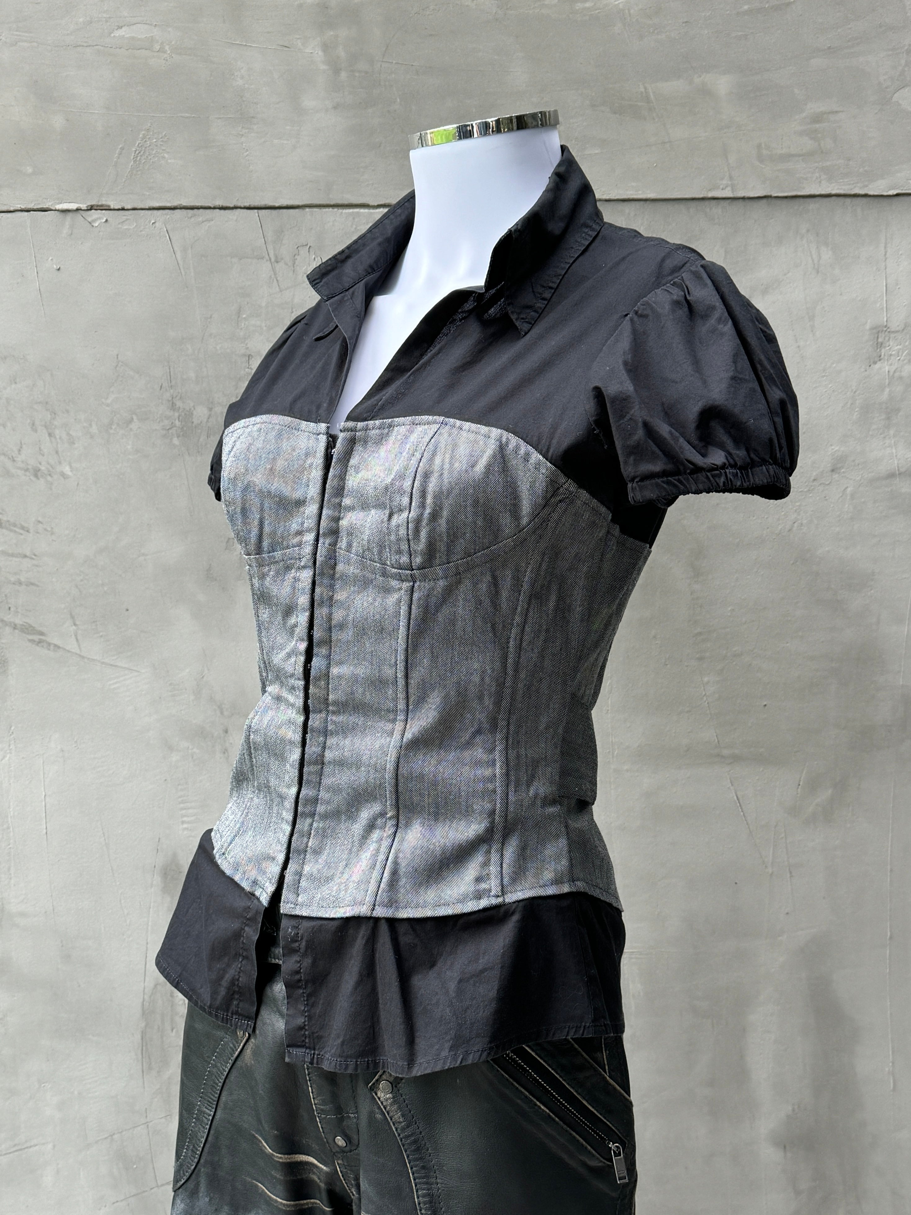 CHRISTIAN DIOR CORSET COLLARED TOP - M