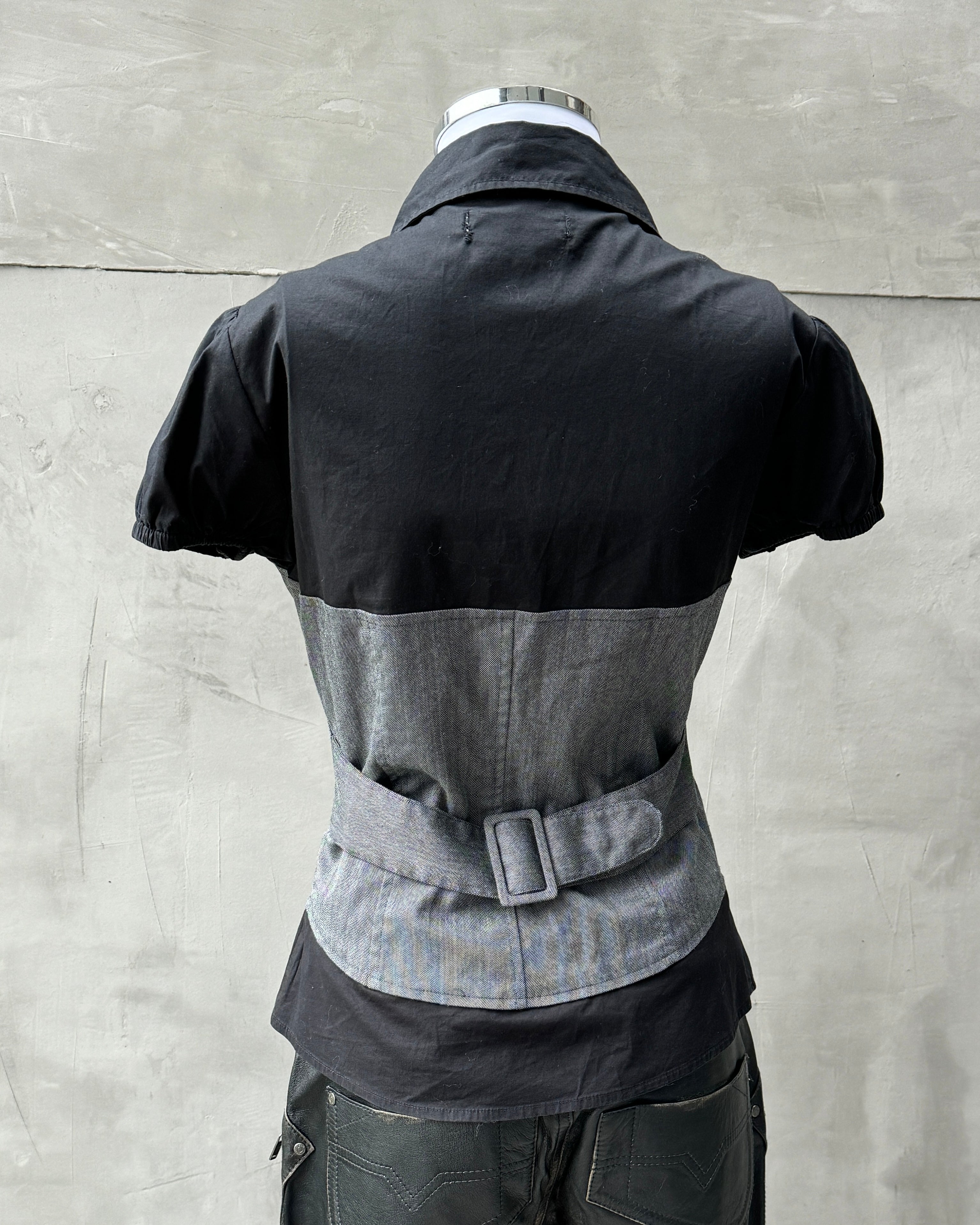 CHRISTIAN DIOR CORSET COLLARED TOP - M