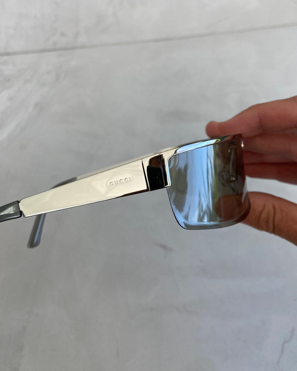 GUCCI SILVER CHROME WRAP SUNGLASSES