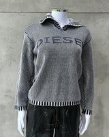 DIESEL RIBBED KNIT SPELLOUT LOGO PULLOVER SWEATSHIRT - S/M