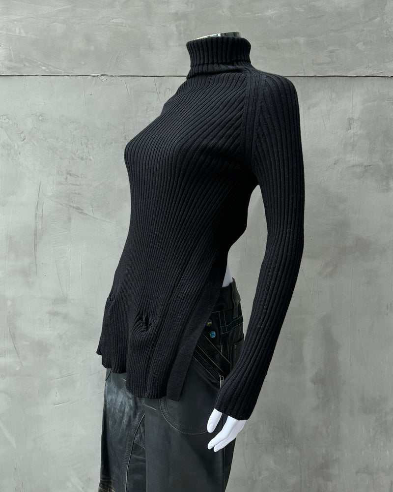 JEAN PAUL GAULTIER JPG BACKLESS TIE RIBBED SWEATSHIRT - M/L