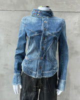 DIESEL 2000'S LACE UP CORSET DENIM JACKET - M