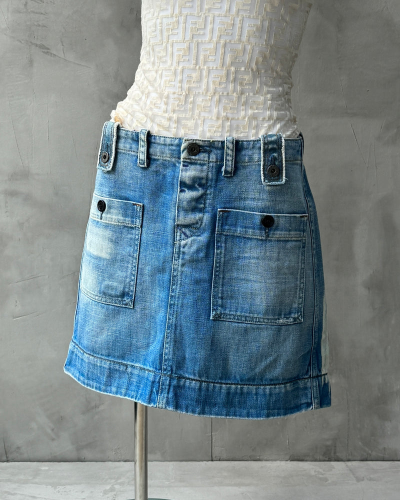 DIESEL 2000'S BLUE DENIM MINI SKIRT - W27"