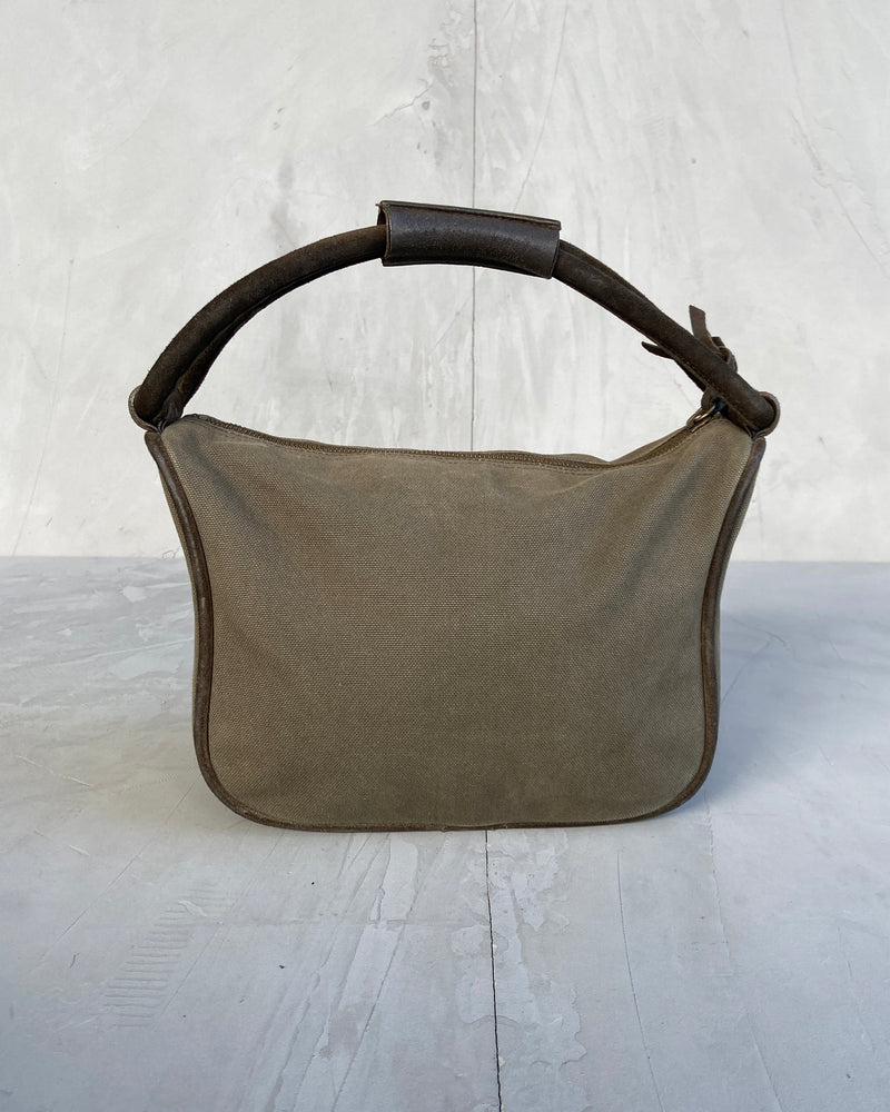 MIU MIU CANVAS & SUEDE CARGO POCKET SHOULDER BAG