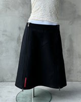 PRADA SPORT DARK BLUE WOOL MIDI SKIRT - M