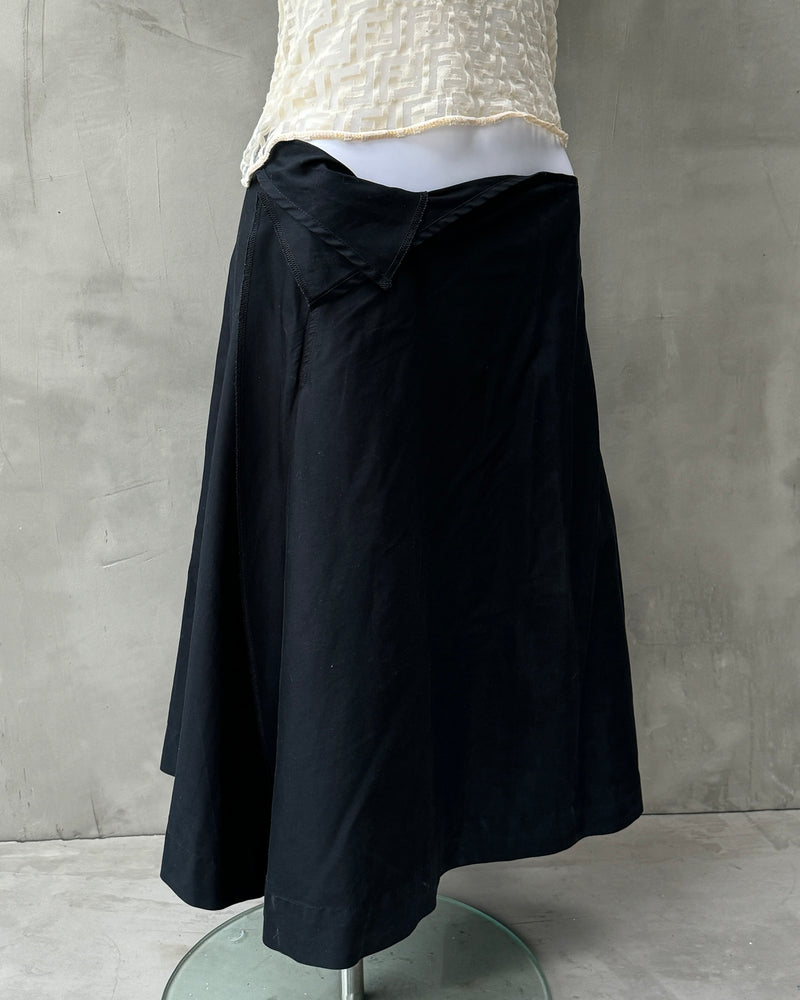 PRADA SPORT DARK BLUE COTTON ASYMMETRIC MIDI SKIRT - M