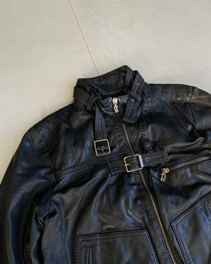 JOHN GALLIANO 90'S BUCKLE LEATHER JACKET - M