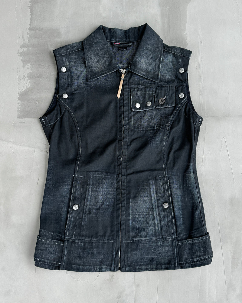 DIESEL 2-IN-1 DENIM JACKET & WAISTCOAT - M