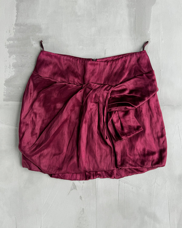 PRADA RED SILK MINI SKIRT - S