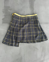 ANNA SUI SAMPLE PLAID & BOW ASYMMETRIC WRAP SKIRT - S