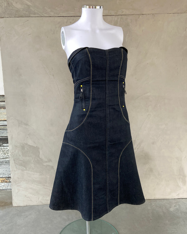 DIESEL 2000'S DENIM STRAPLESS DRESS - M