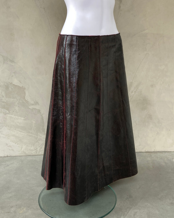 MUXART CRACKED LEATHER SKIRT - EU 42 / UK 14