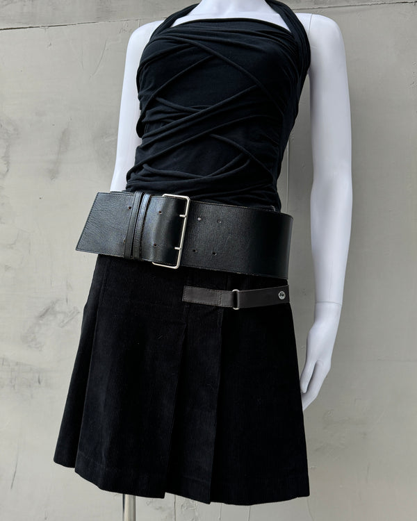 COMME DES GARCONS TRICOT 1990S WIDE BLACK LEATHER BELT