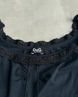 DOLCE AND GABBANA D&G LACE AND RUFFLE SLEEVE TOP - S
