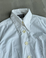 DOLCE AND GABBANA D&G DAGGER COLLAR WHITE SHIRT - S/M