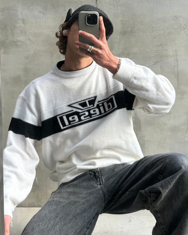 DIESEL 2000'S SPELL OUT LOGO KNIT SWEATSHIRT - XL