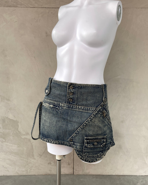 DIESEL 90'S DENIM OVERSIZED POCKET MINI SKIRT - M/L