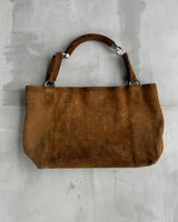 PRADA LEATHER SUEDE & CHROME SHOULDER BAG