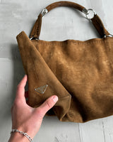 PRADA LEATHER SUEDE & CHROME SHOULDER BAG