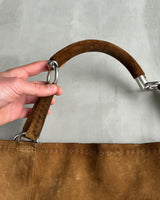 PRADA LEATHER SUEDE & CHROME SHOULDER BAG