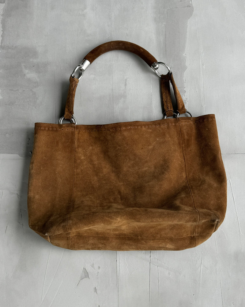 PRADA LEATHER SUEDE & CHROME SHOULDER BAG